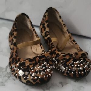 Nordstrom Little Girl leopard ballet flats Bling
